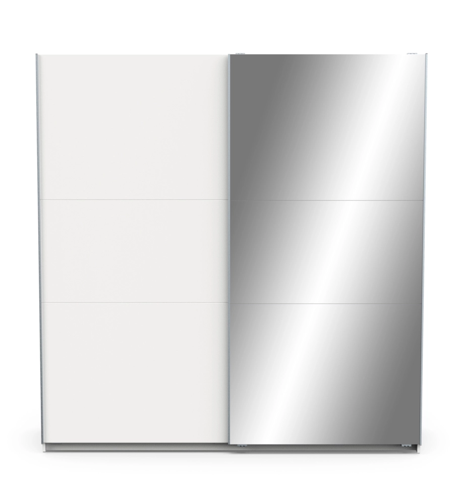 ARMADIO "GHOST" BIANCO CON ANTE SCORREVOLI E SPECCHIO, 194X59X203 CM